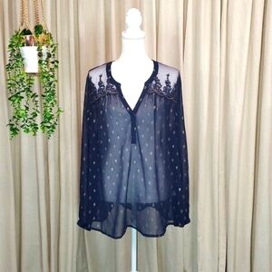 Size XXL Sheer Navy Bila Top